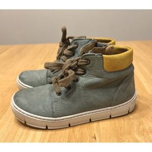 Pom D'Api Shoes Kids Green Leather Sneakers High Ankle Tie Zip EU 26 US 9.5